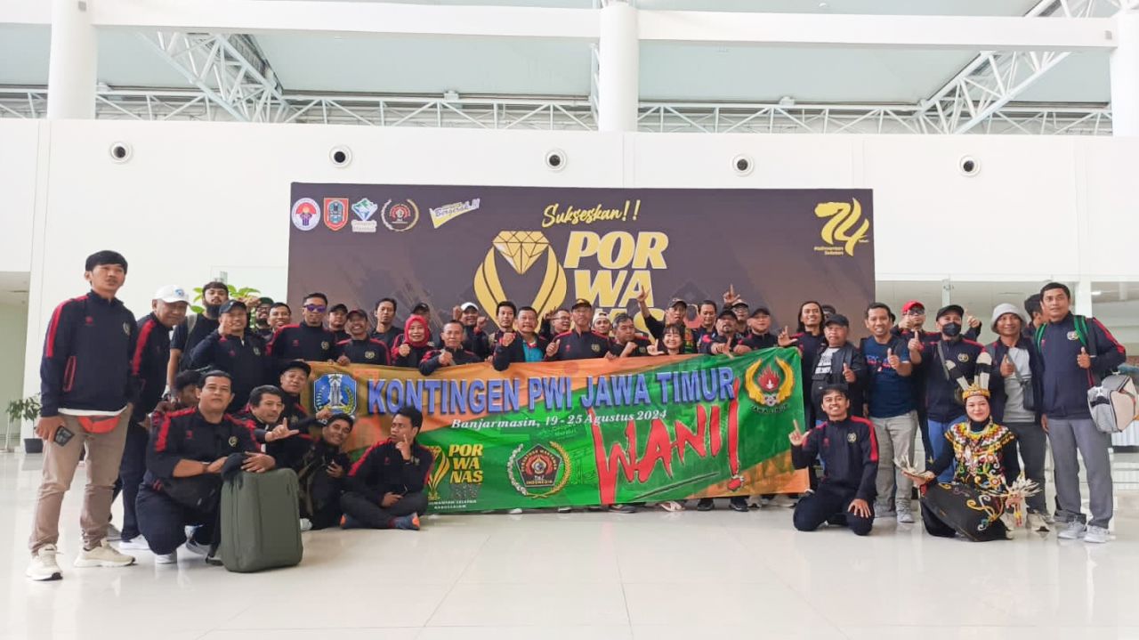 Meski Pesawat Telat Dua Jam, Kontingen Porwarnas Jatim Langsung Latihan Setibanya di Banjarmasin